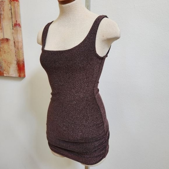 Windsor Brown Glitter Mini Dress, Sleeveless - Picture 4 of 10